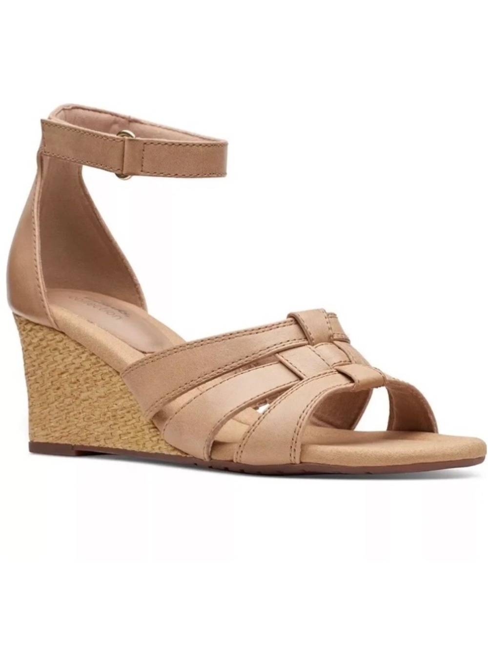 Clarks Woman’s Kyarra Joy Warm Beige Wedge Size 9.5